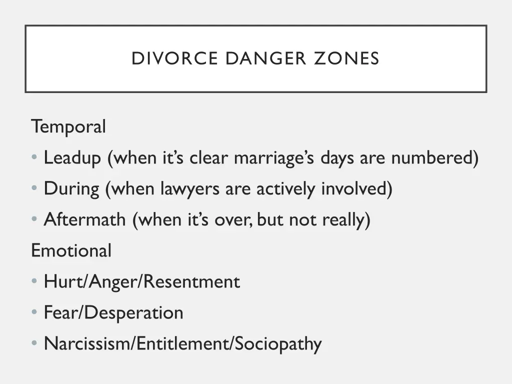 divorce danger zones