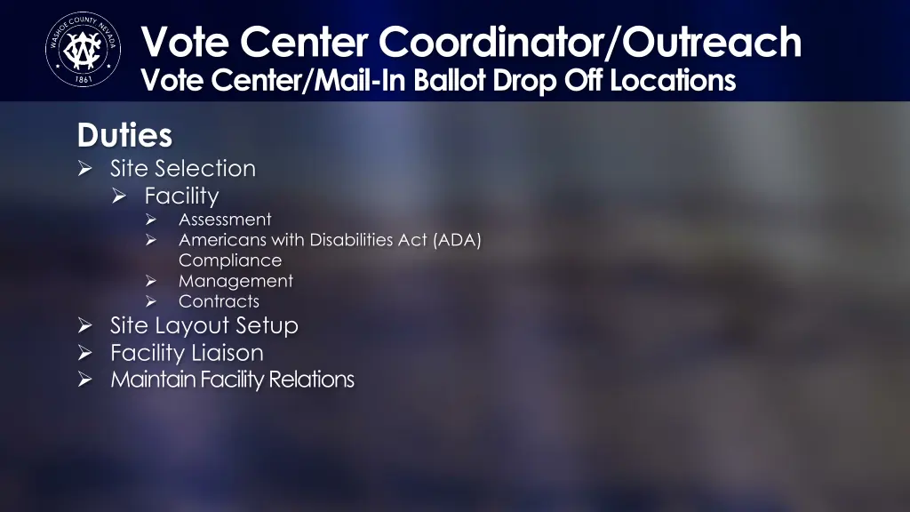 vote center coordinator outreach vote center mail