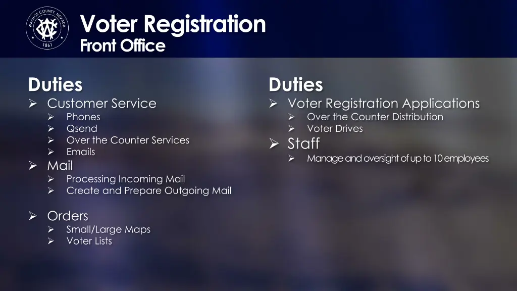 voter registration front office