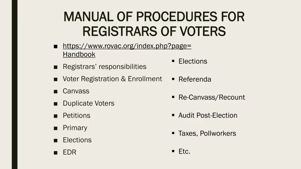 manual of procedures for manual of procedures