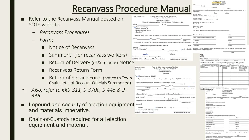 recanvass procedure manual recanvass procedure