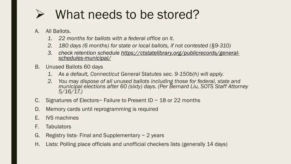 what needs to be stored