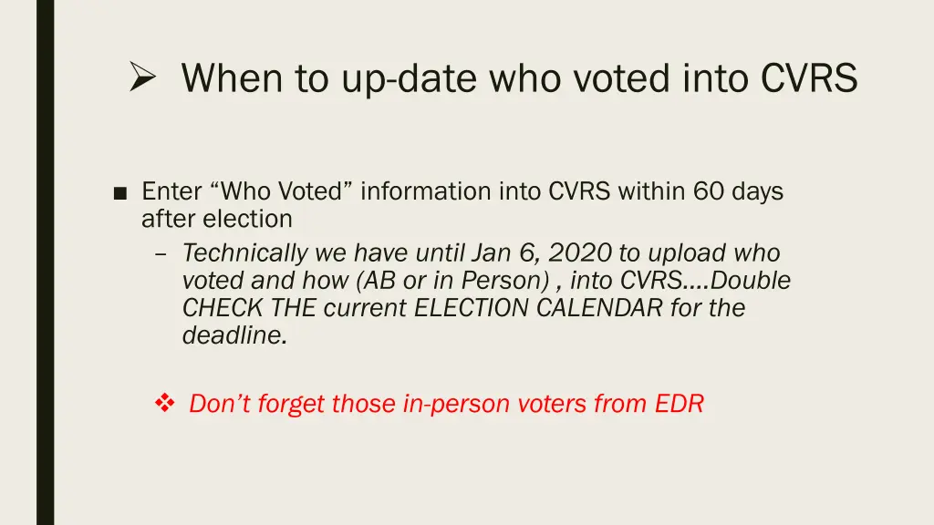 when to up date who voted into cvrs
