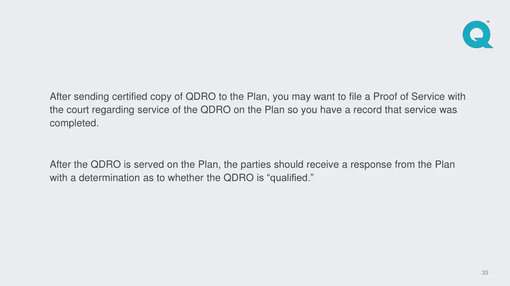 after sending certified copy of qdro to the plan