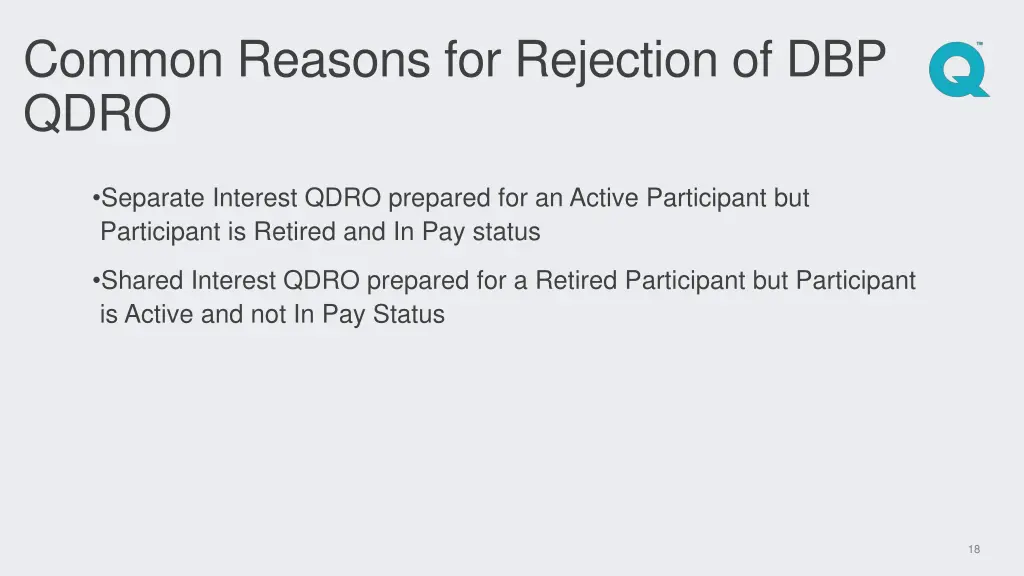 common reasons for rejection of dbp qdro