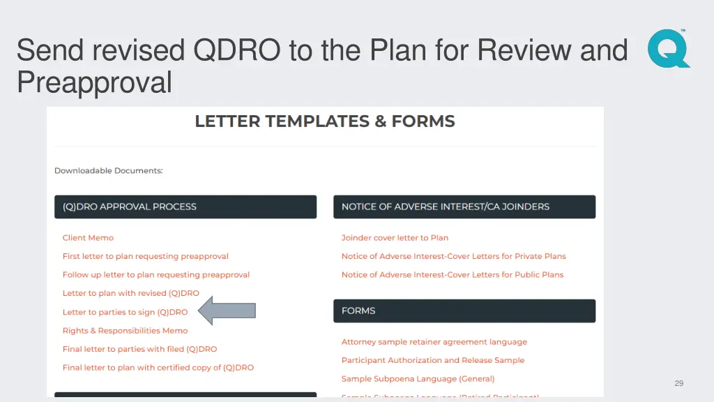 send revised qdro to the plan for review 1