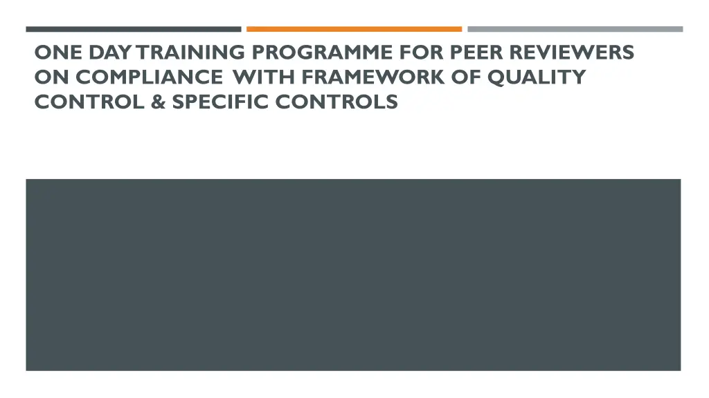 one day training programme for peer reviewers