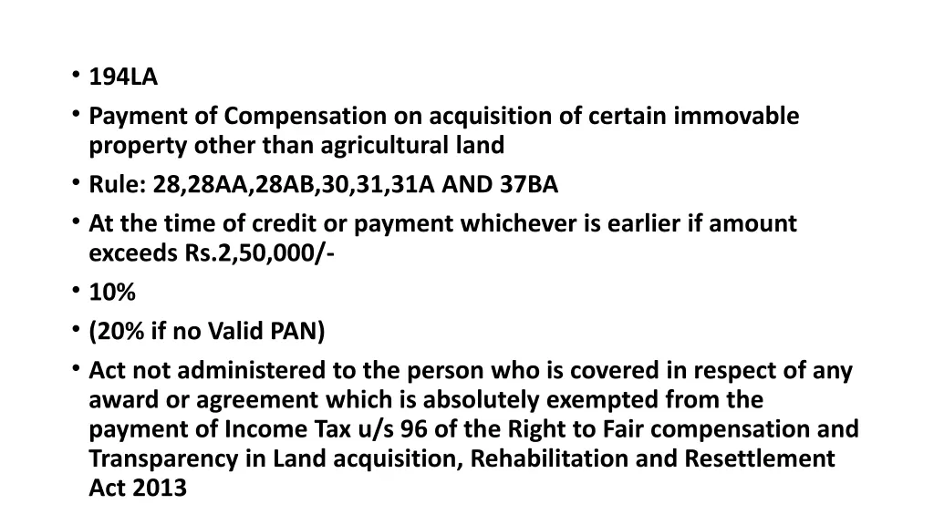 194la payment of compensation on acquisition