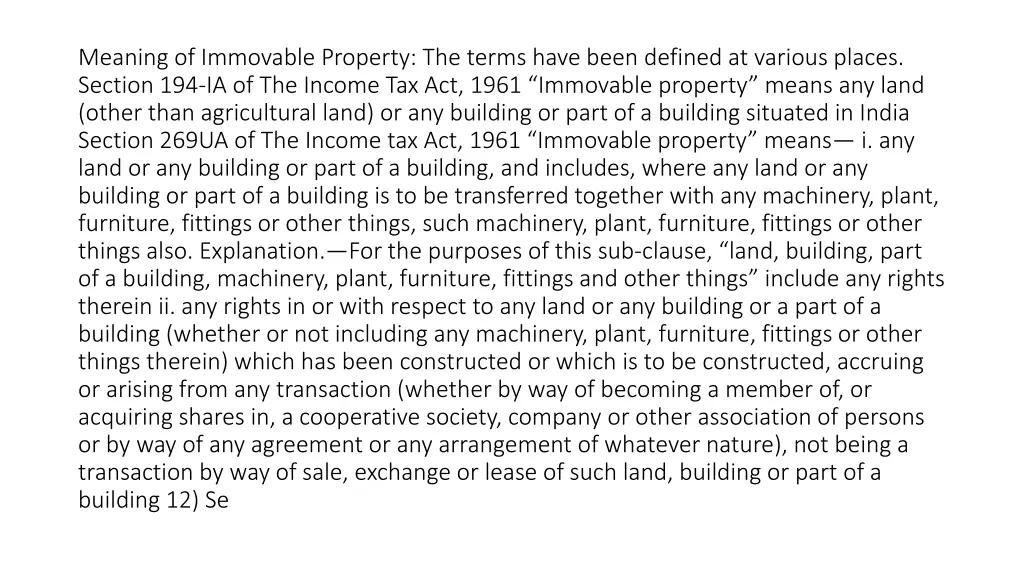 meaning of immovable property the terms have been