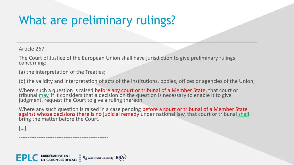what are preliminary rulings