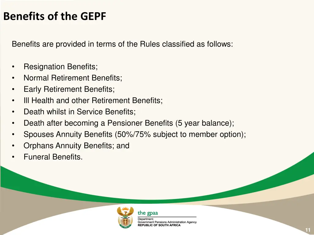 benefits of the gepf
