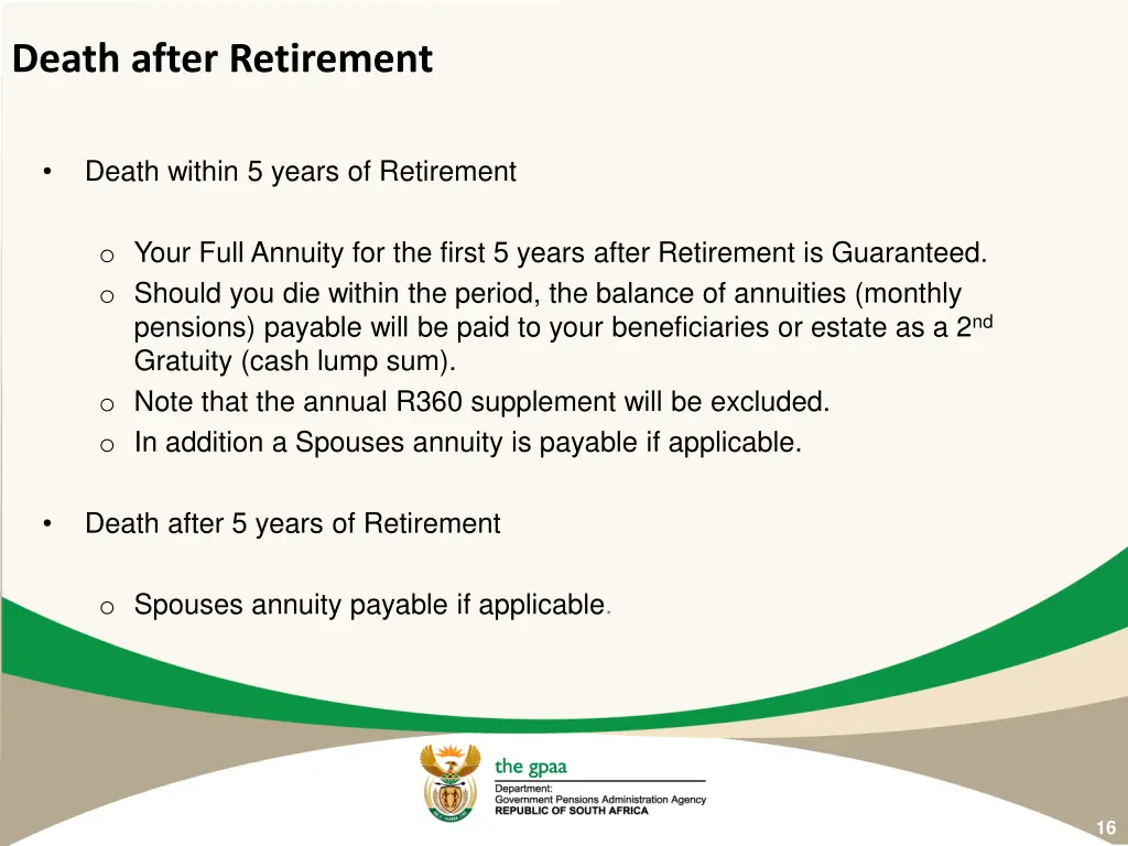 death after retirement