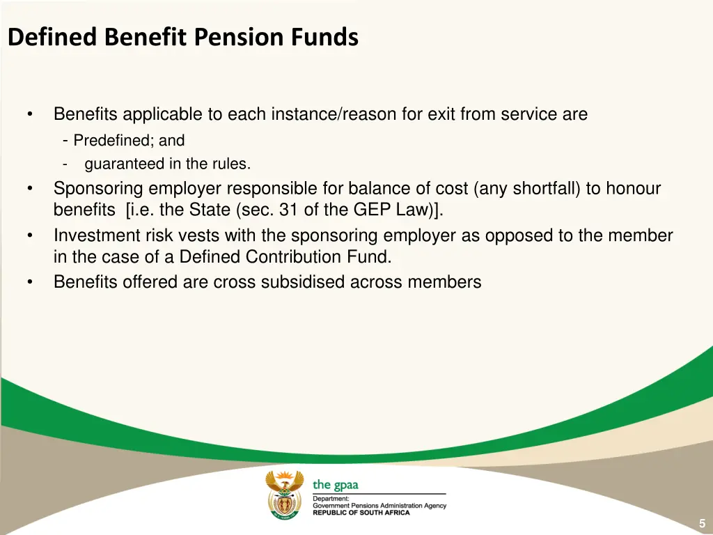 defined benefit pension funds