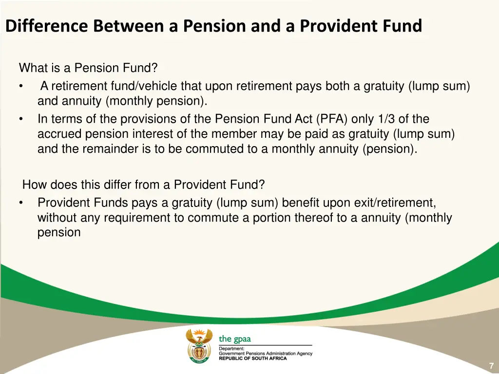 difference between a pension and a provident fund