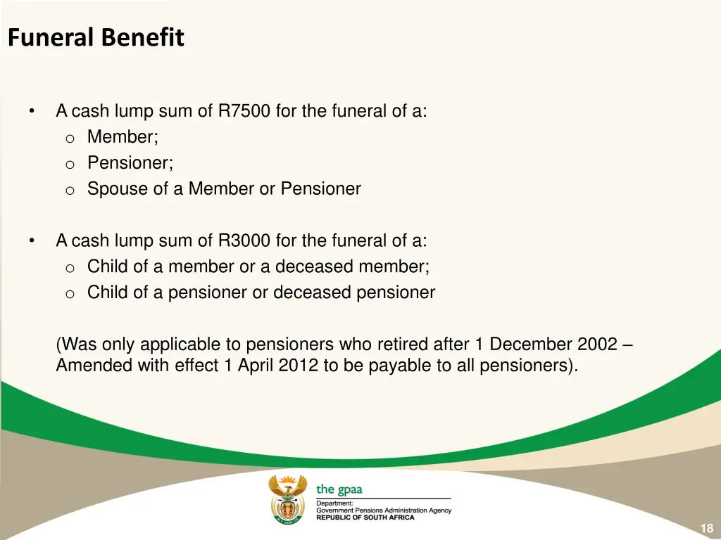 funeral benefit