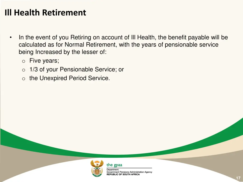 ill health retirement