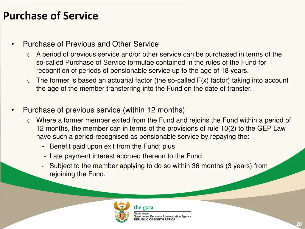 purchase of service