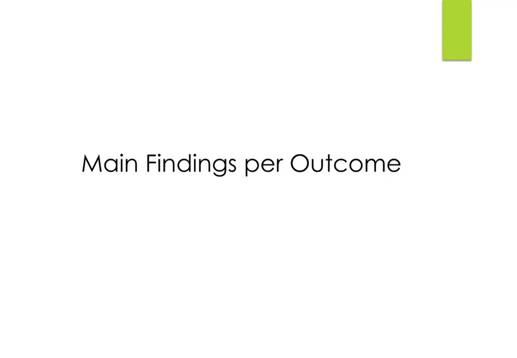 main findings per outcome