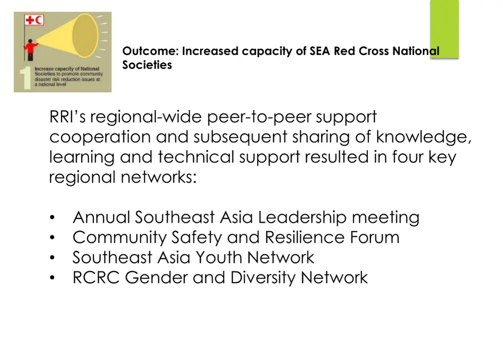 outcome increased capacity of sea red cross