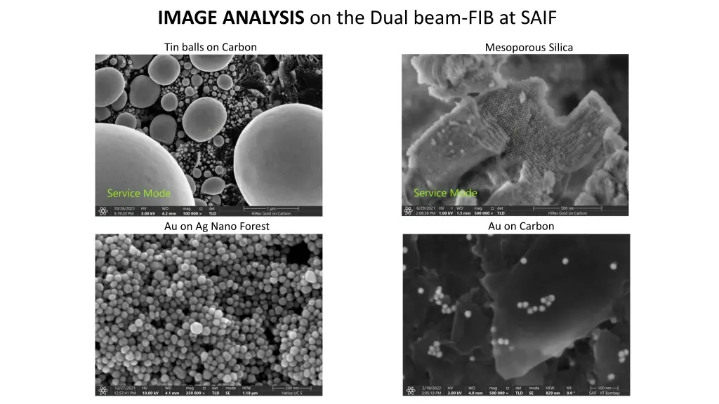 image analysis on the dual beam fib at saif