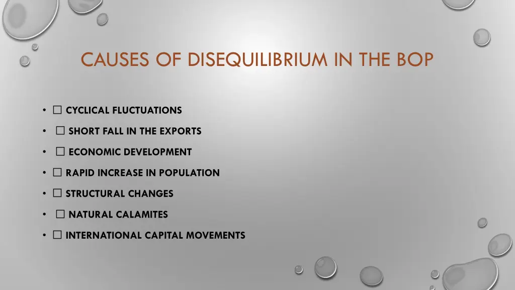 causes of disequilibrium in the bop