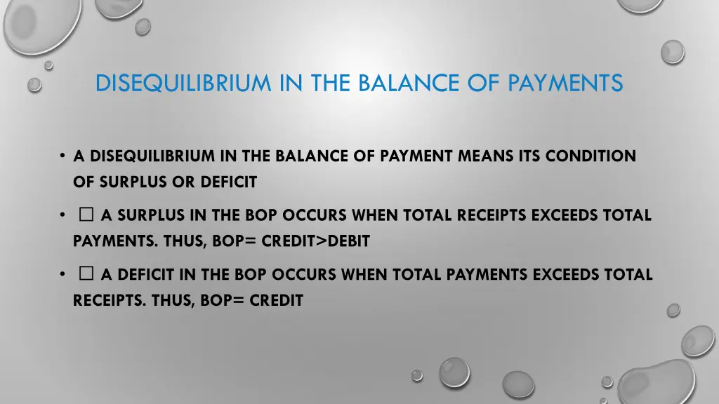 disequilibrium in the balance of payments