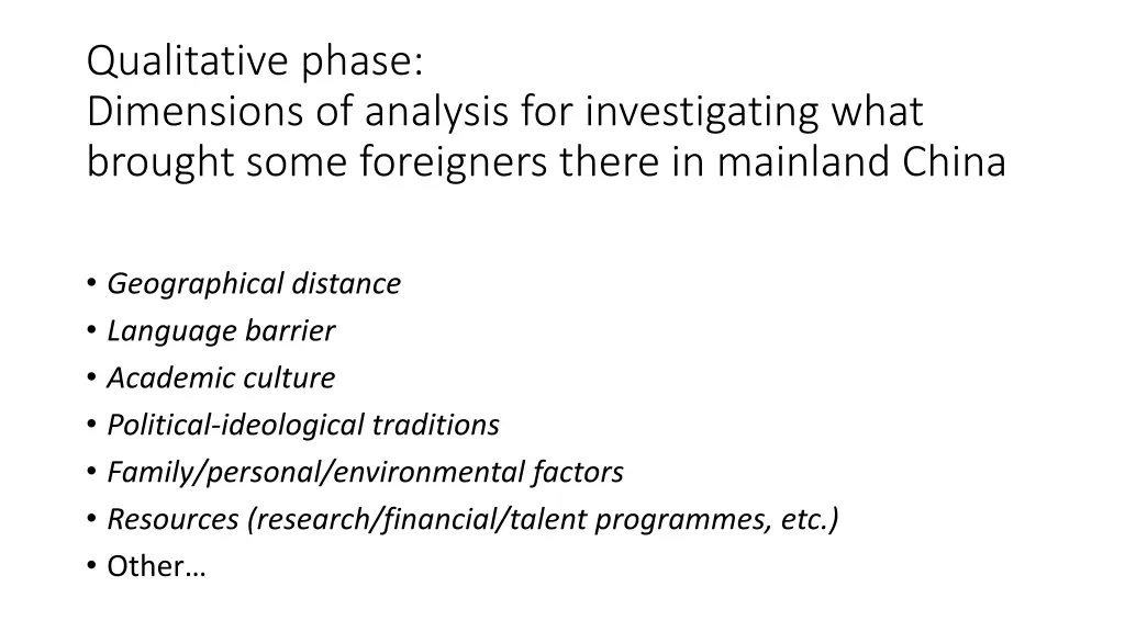 qualitative phase dimensions of analysis