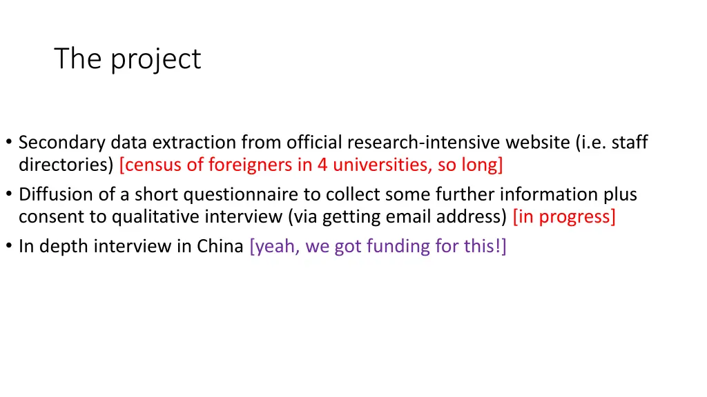 the project