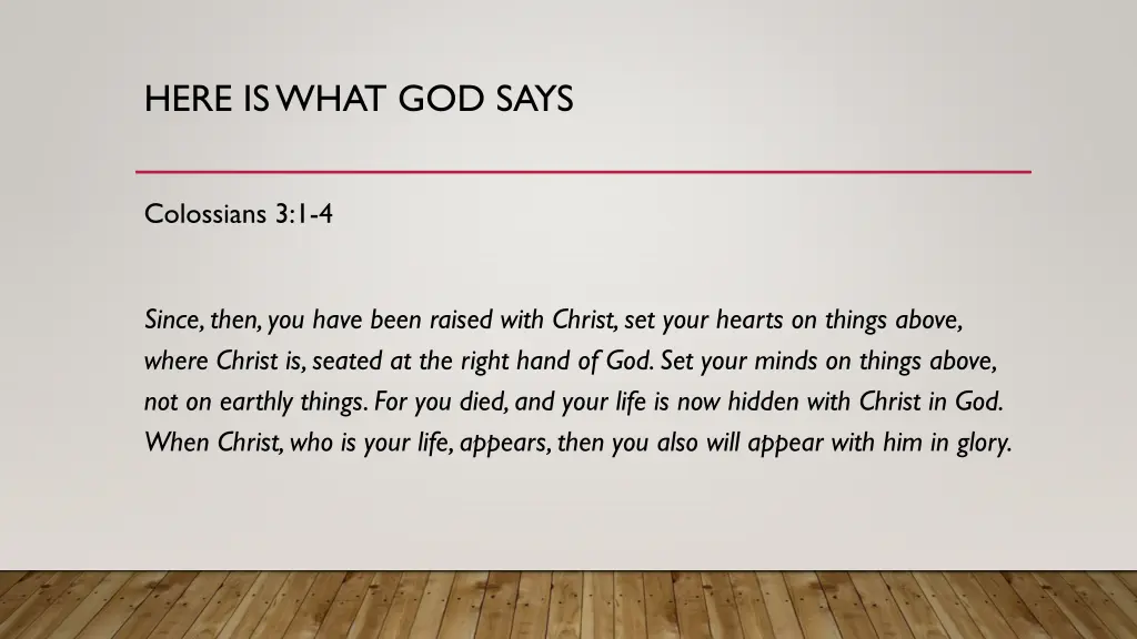 here is what god says