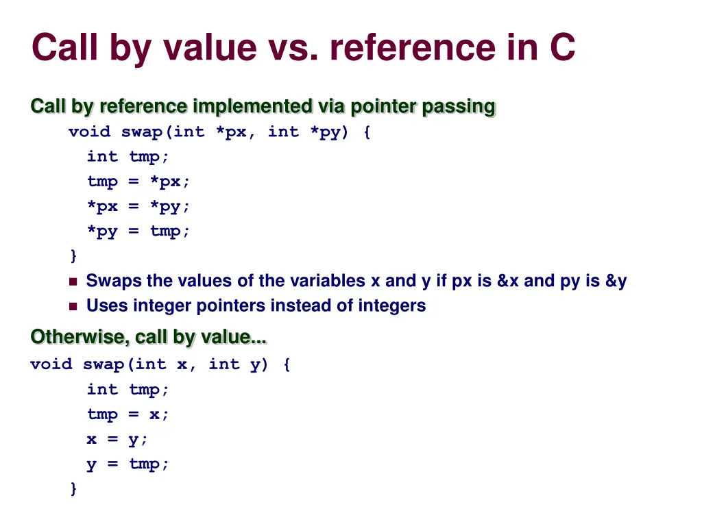 call by value vs reference in c