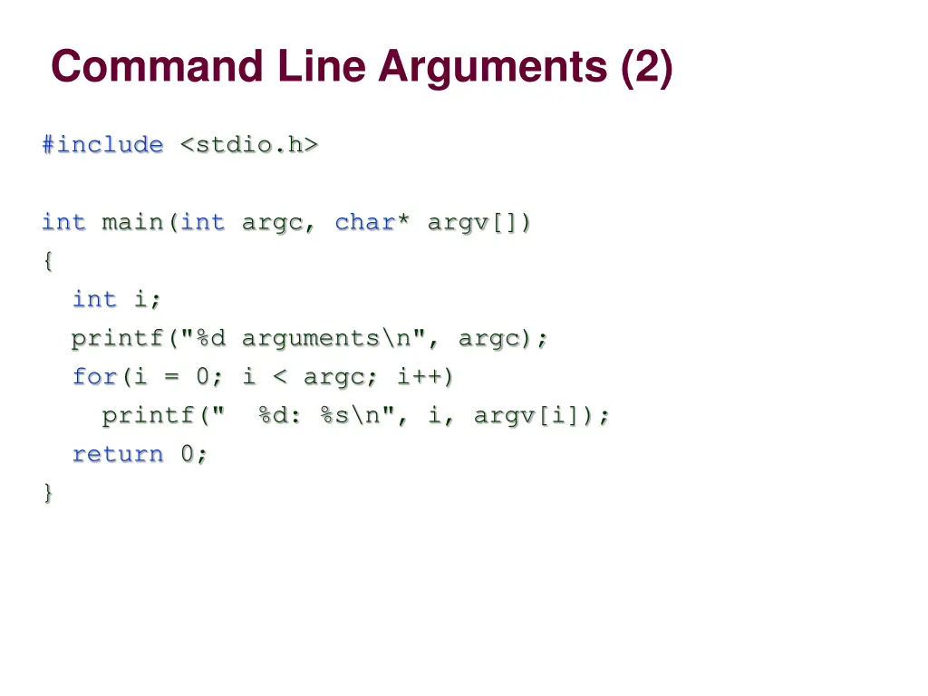 command line arguments 2