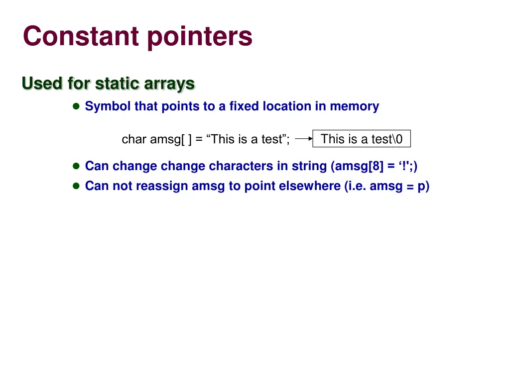 constant pointers