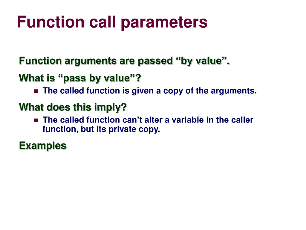 function call parameters