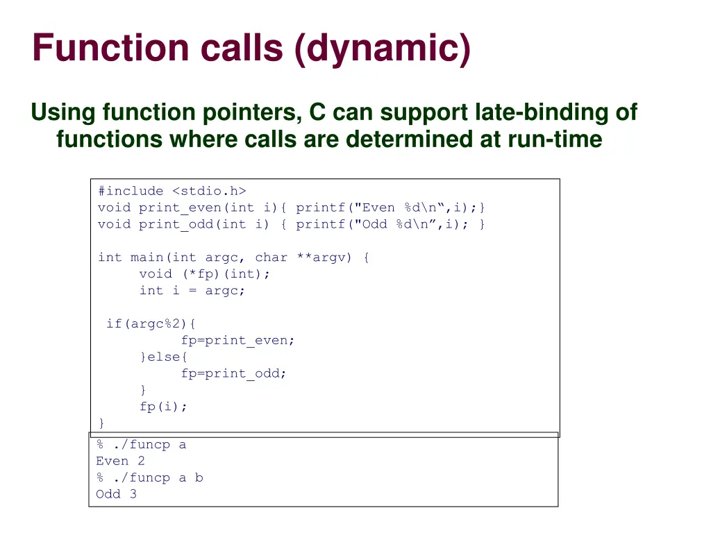 function calls dynamic