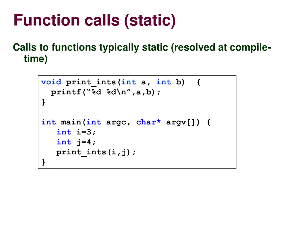 function calls static