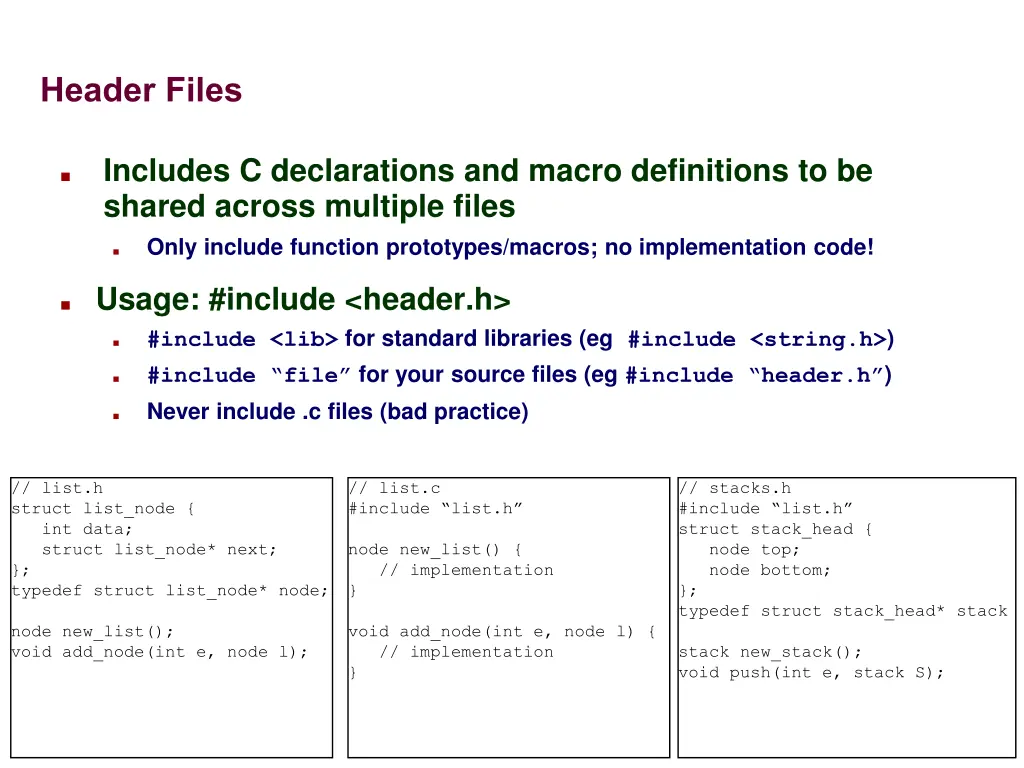 header files