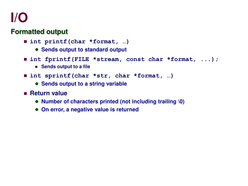 i o formatted output
