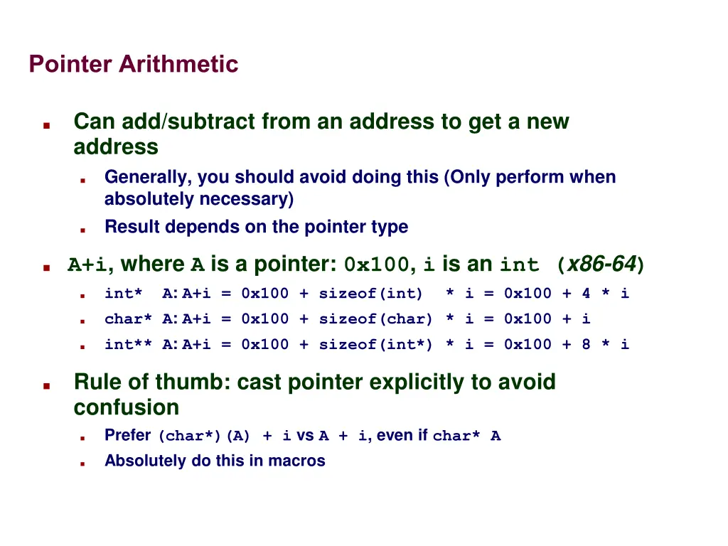 pointer arithmetic
