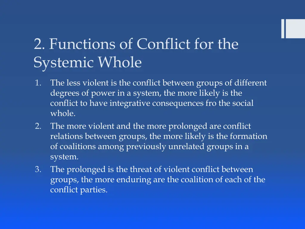 2 functions of conflict for the systemic whole
