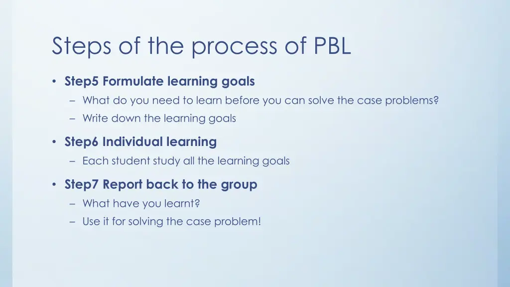 steps of the process of pbl 1