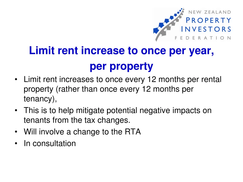 limit rent increase to once per year per property