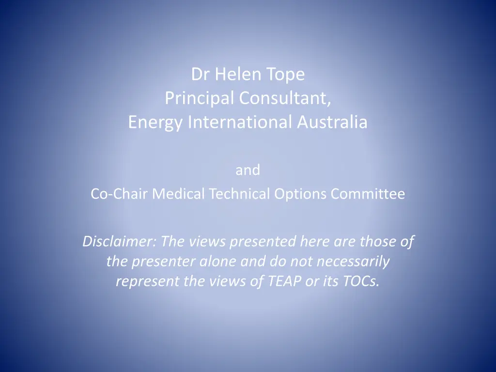 dr helen tope principal consultant energy