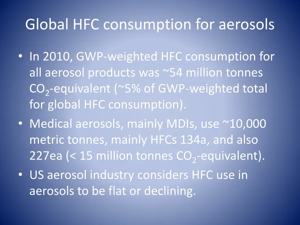 global hfc consumption for aerosols