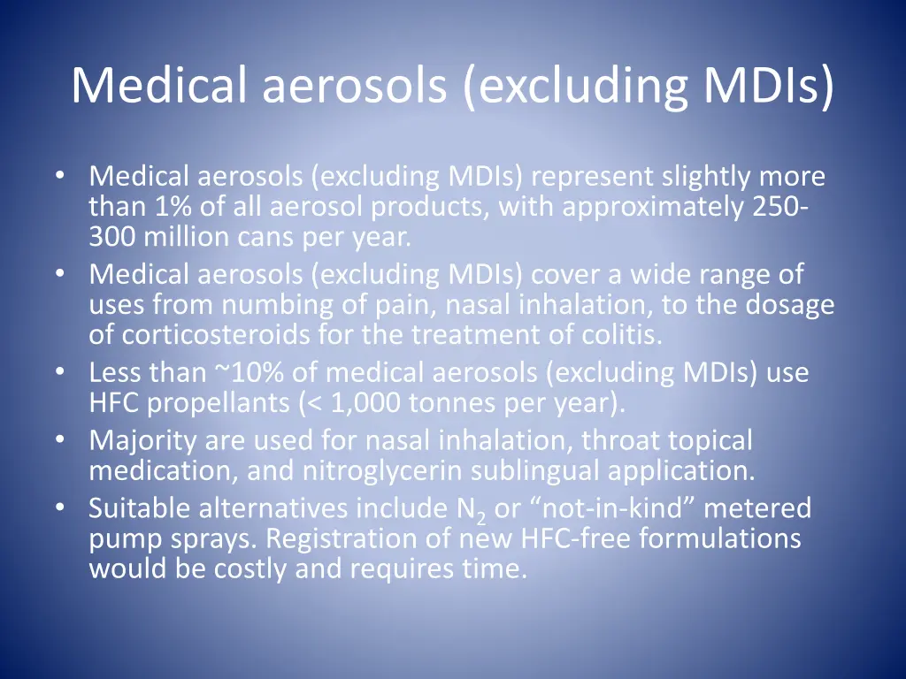 medical aerosols excluding mdis