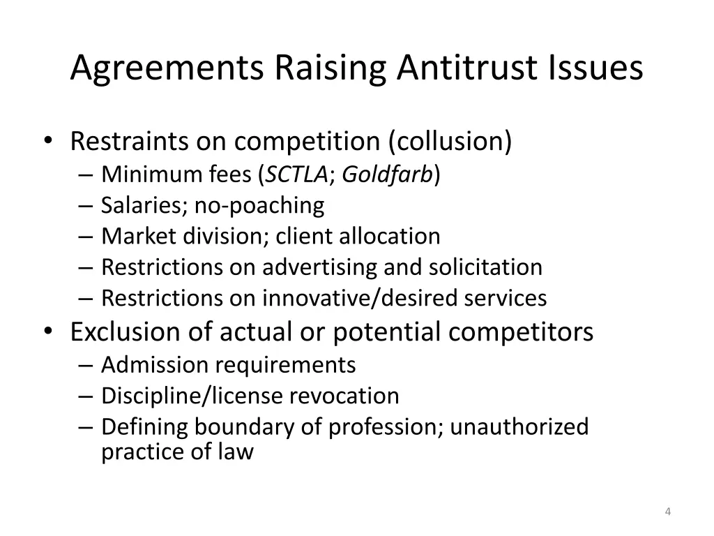 agreements raising antitrust issues