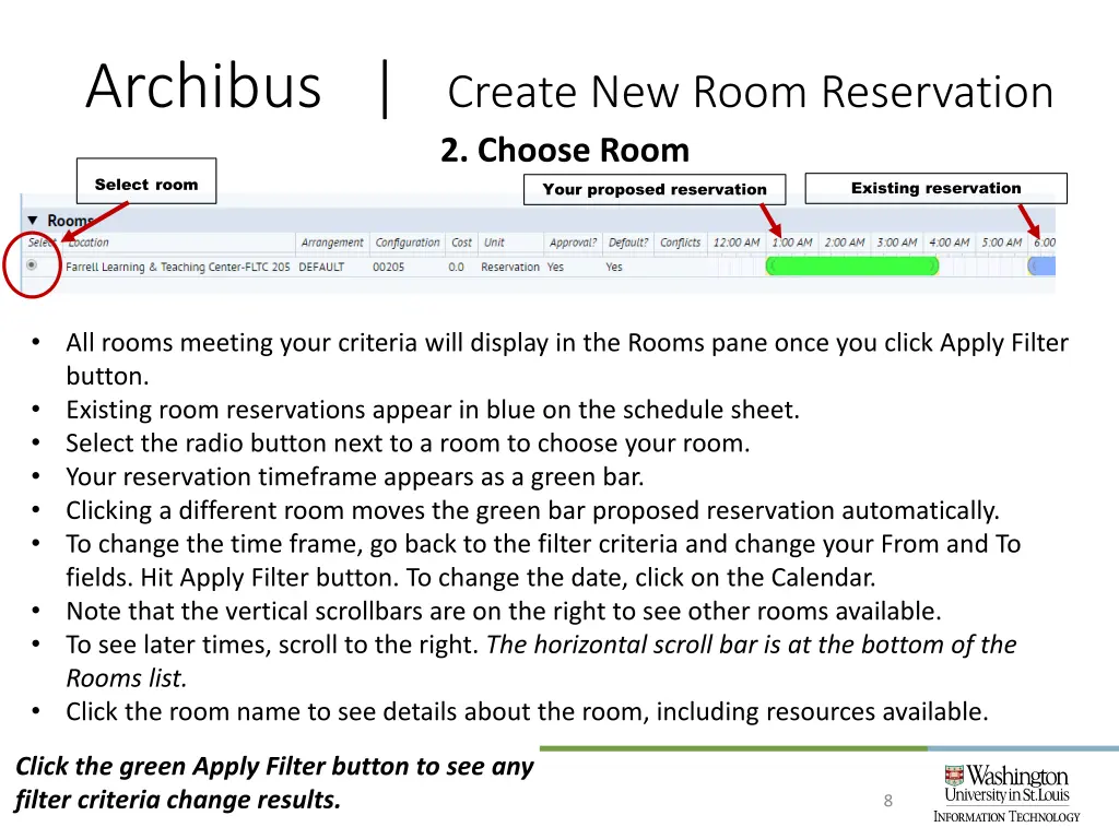 archibus create new room reservation 2 choose