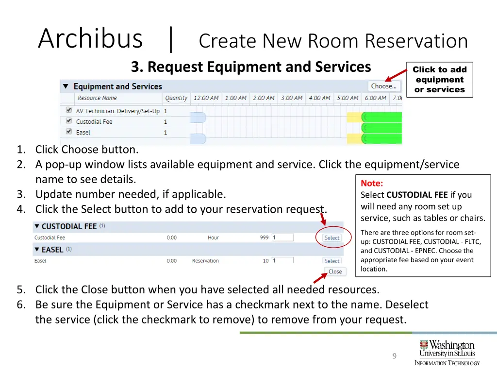 archibus create new room reservation 3 request