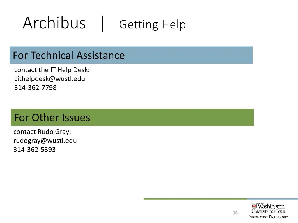 archibus getting help