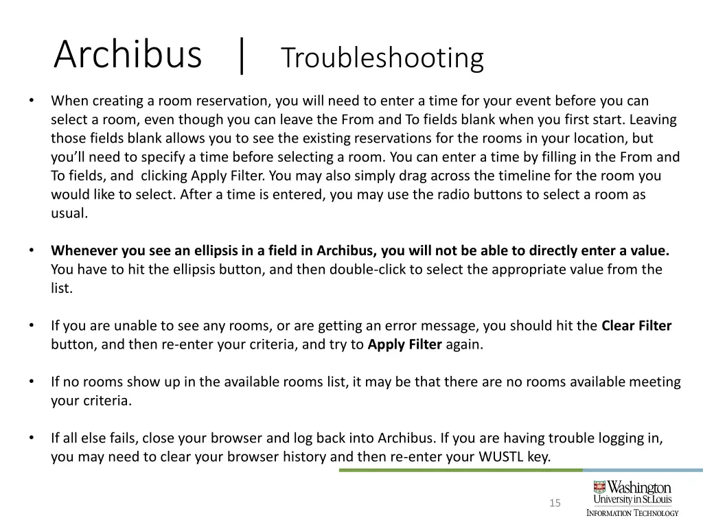 archibus troubleshooting