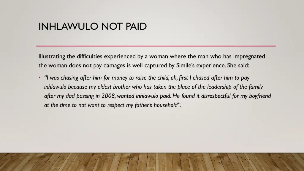 inhlawulo not paid